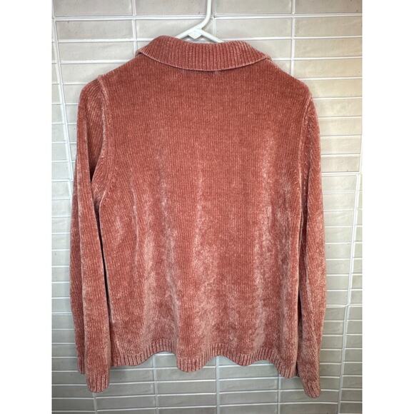 Alfred Dunner Women’s XL Coral Pink Full Zip Sweater Embroidered Flowers - Picture 5 of 9